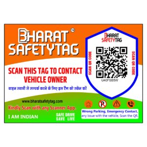 Bharat safety tag/Car Tag/Car Parking Tag/Car Sticker/Wrong Parking Tag/Contact Sticker for Car Owners, People can Contact You Without Seeing Your Mobile Number/Car Safety Qr/Car safety Tag 2 Stickers